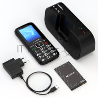 Мобильный телефон Maxvi RT-04 + док-станция, черный Мобильный телефон Maxvi RT-04 + док-станция, черный